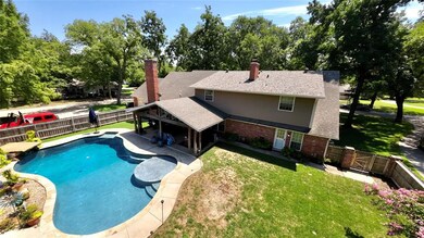 View of pool and back patio