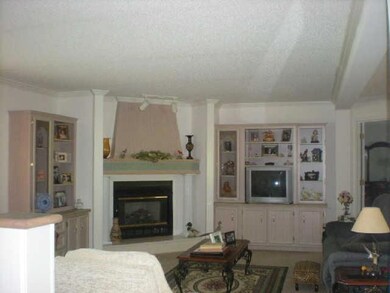 The living room has so many built-ins and a vaulted ceiling