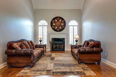 The Entry Foyer Leads Straight Into The Vaulted Ceiling Living Room With Fireplace & Plantation Shutters.