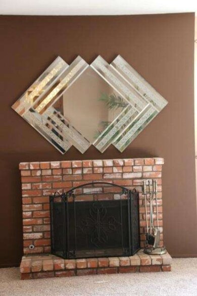 Close up of fireplace.
