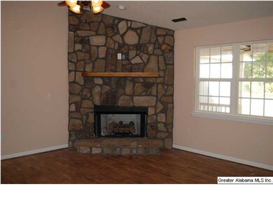 Den with gas log fireplace