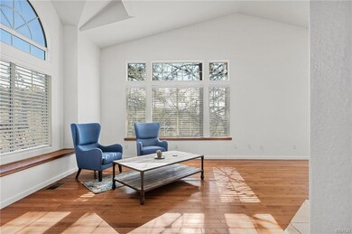 Living room with large windows.