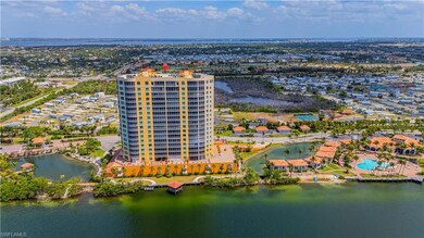 Aerial view of a nearby body of water