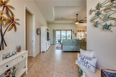 Immediately greeted by a view of the yard and pool!
