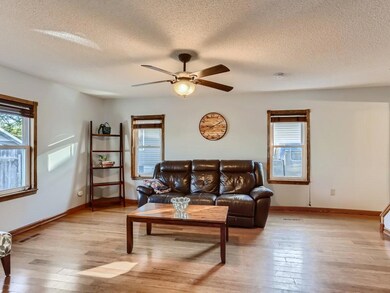 Light and bright living room with bamboo floors an