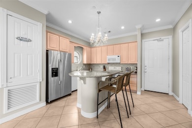 Tile floors and granite countertops with decorativ