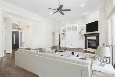 High ceilings and custom built-ins.