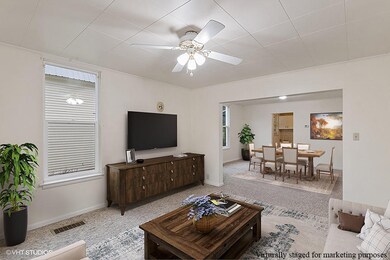 Downstairs living to dining