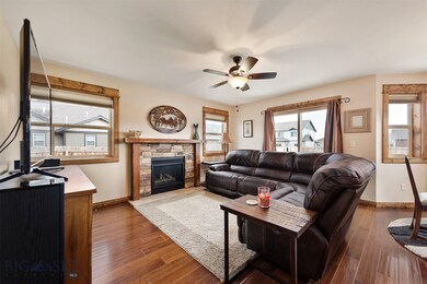 Living room with gas fireplace.