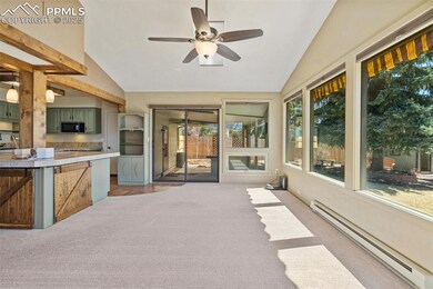 Sunroom, looking out to the covered patio