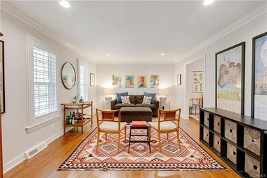 Formal Living Room with hardwood floors, custom mo