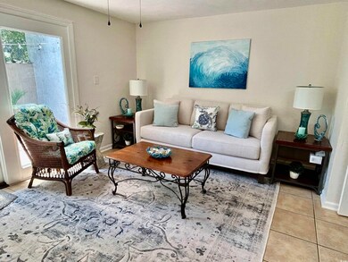 View of tiled living room