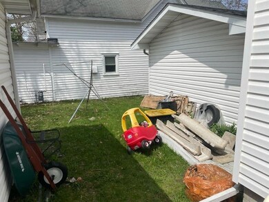 Small yard space between garages.