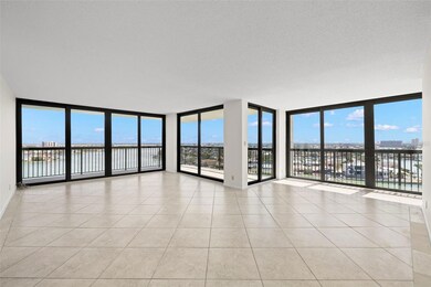 Living room with wrap around balcony