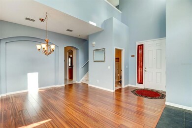 Breathtaking entryway with high ceilings and gorgeous floors