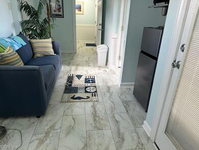 First floor entry with new flooring.