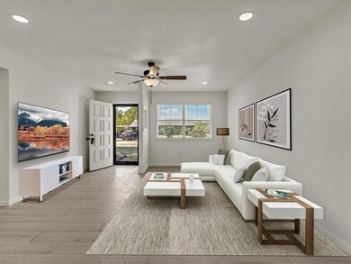 Living room featuring light hardwood / wood-style 
