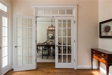 Dinner is served! Lovey dining room with French do