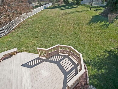 Aerial view of the deck and yard.