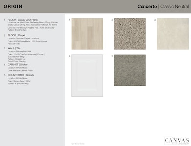 Design Selections. Home is under construction, selections subject to change.