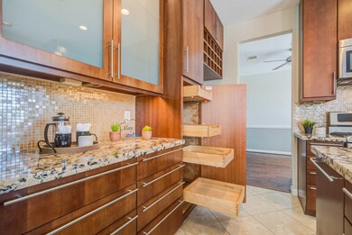 Built in custom pantry door with drawers that slid