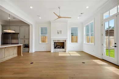 Living Area with fireplace and french doors