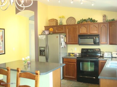 Cherry cabinets in kitchen