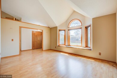 Living room with cathedral ceilings