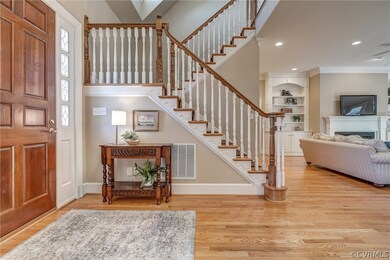 To the left of the front door is the grand winding