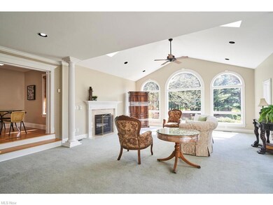 Great room with Vaulted ceilings, skylights and a 