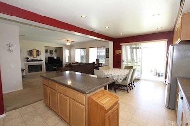 The kitchen island has plenty of storage.