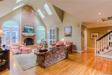 Family room with vaulted ceiling