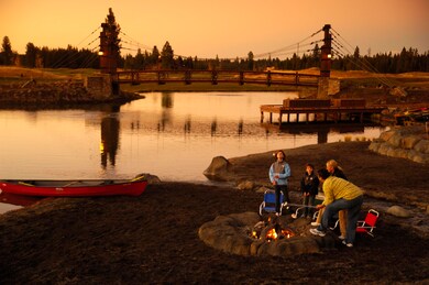 Family Campfire by the Lake