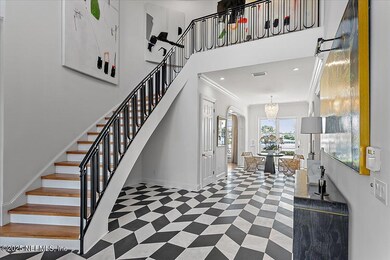 Foyer with custom railings