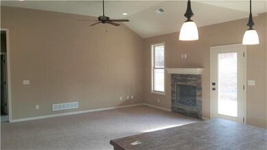 view from kitchen into great room