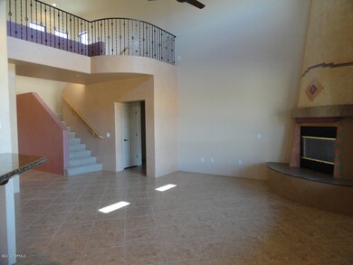 great room with beehive fireplace