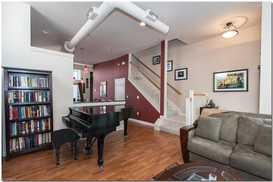 The exposed duct work give it a very hip and industrial feel.