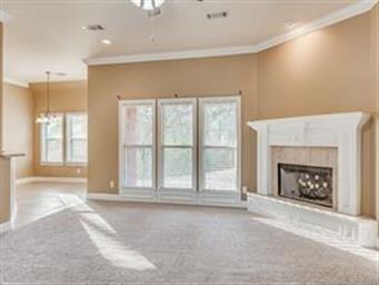 Fireplace & Triple Window in Living Room