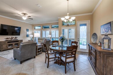 Dining room featuring light tile patterned floorin