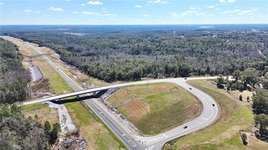 Aerial view of a forest and a highway