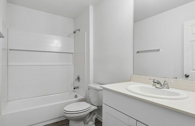 Secondary bathroom featuring modern upgrades and finishes *Model representation
