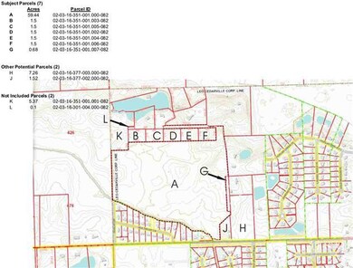 Overview of all parcels included (A-G), potentiall