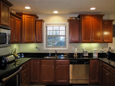 Kitchen with stainless appliances.