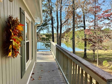 Wooden deck with a water view