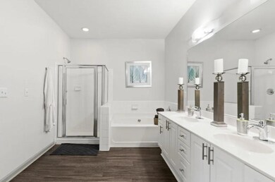 Bathroom featuring independent shower and bath, ha