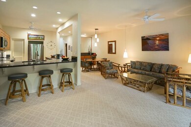 From edge of the living room, this is your view to the kitchen counter and the dining which is in the  rear of your view