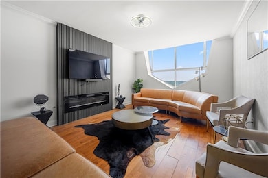 Modern wall mounted fireplace.