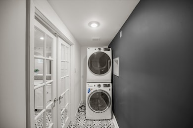 Energy efficient washer and dryer nicely tucked away