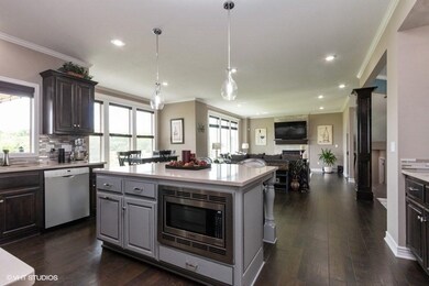 Pendant lighting over kitchen island