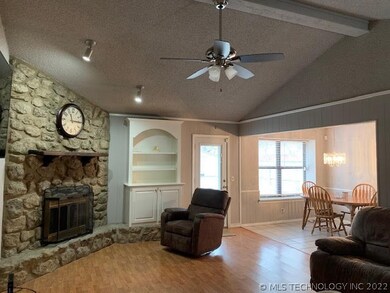 Vaulted & beamed Great Room with Fireplace and acc